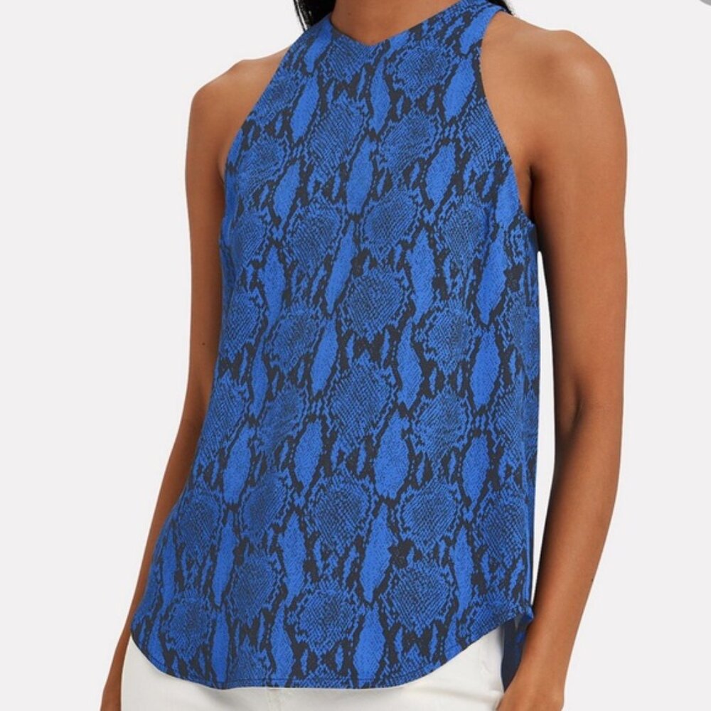 A.L.C. Blue Anise Snakeskin-print Python Tank Top  Size: 4
